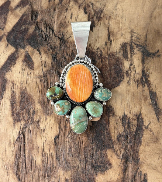 Spiny Oyster and Turquoise Pendent