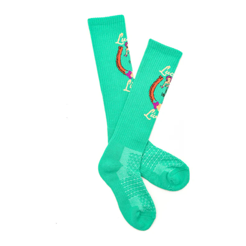 Lucky Chuck Lucky Living Island Cowgirl Turquoise Performance Socks