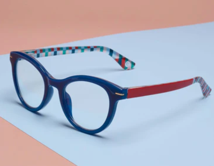 Peepers Daphne Teal/Red Check Reading Glasses