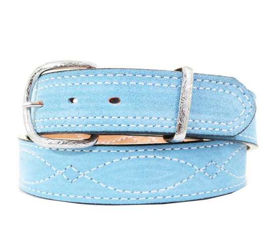 Double J Saddlery Powder Blue Suede Belt