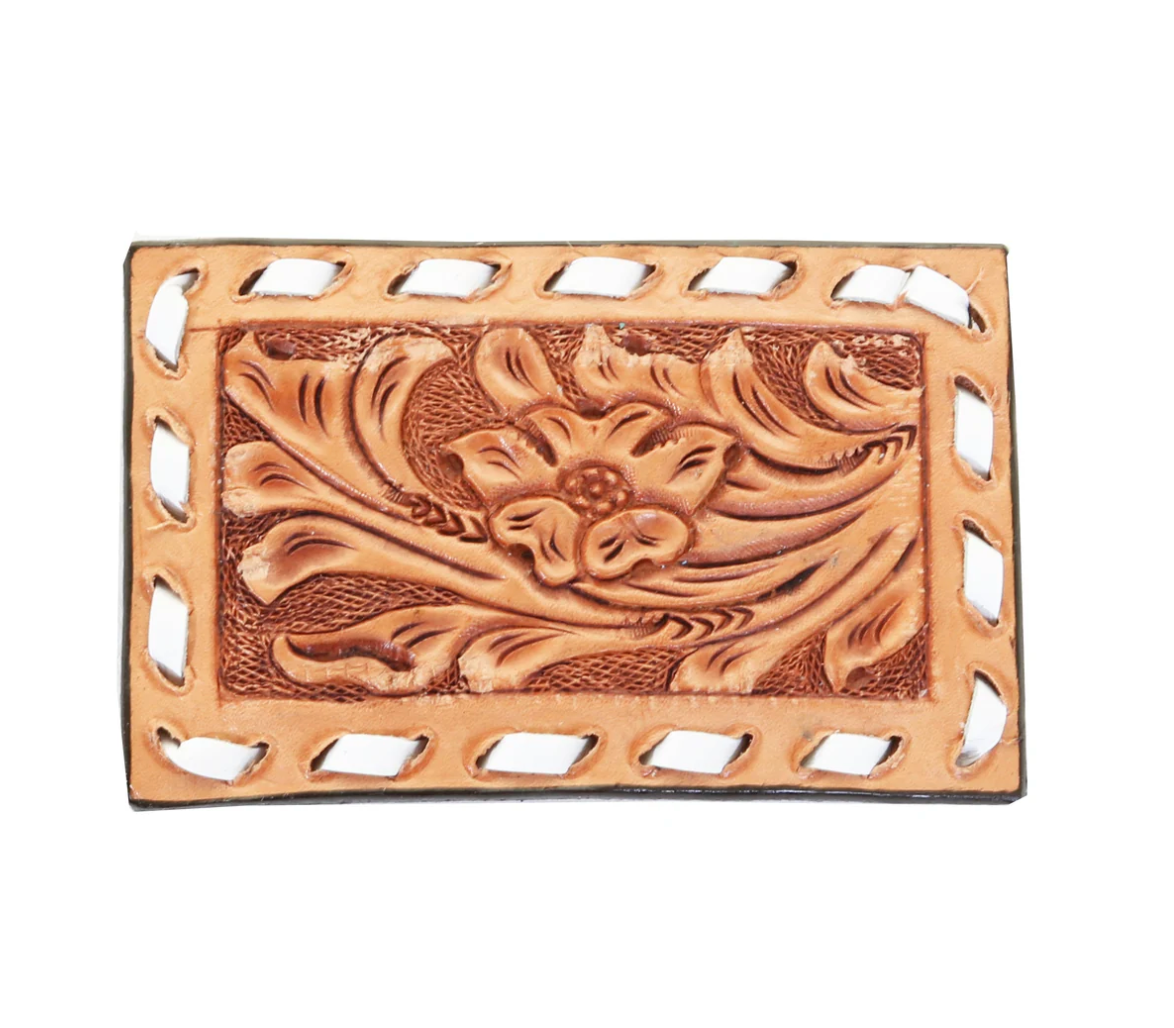 Double J Saddlery Natural Leather Square Buckle