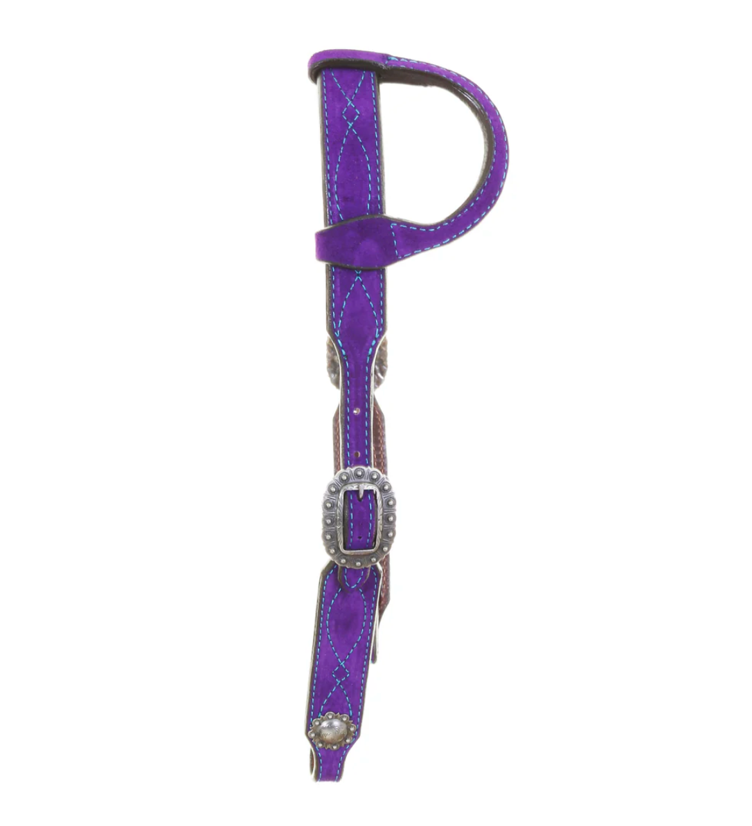 Double J Saddlery Purple Suede Single Ear Headstall