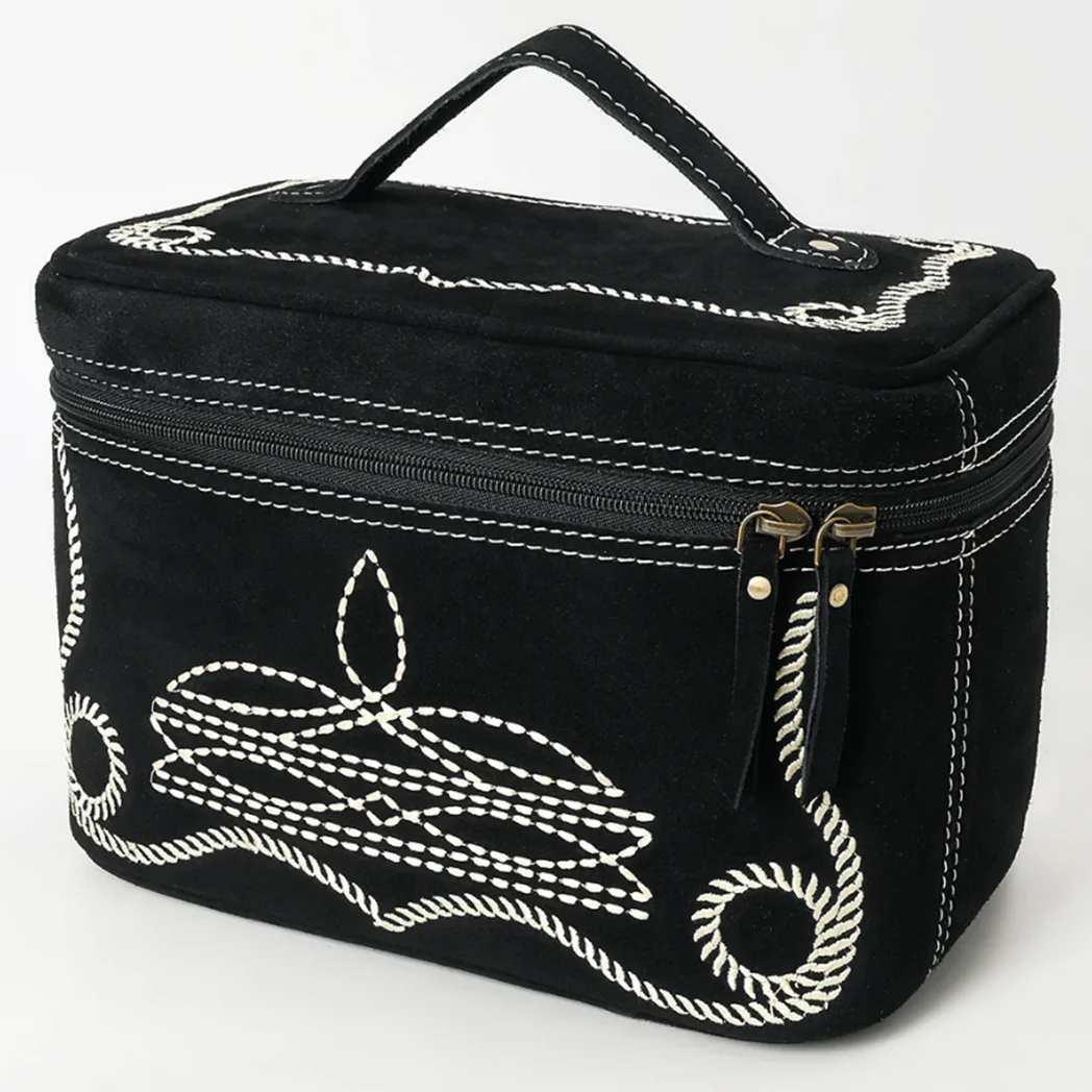 American Darling Black Boot Stitch Makeup Case