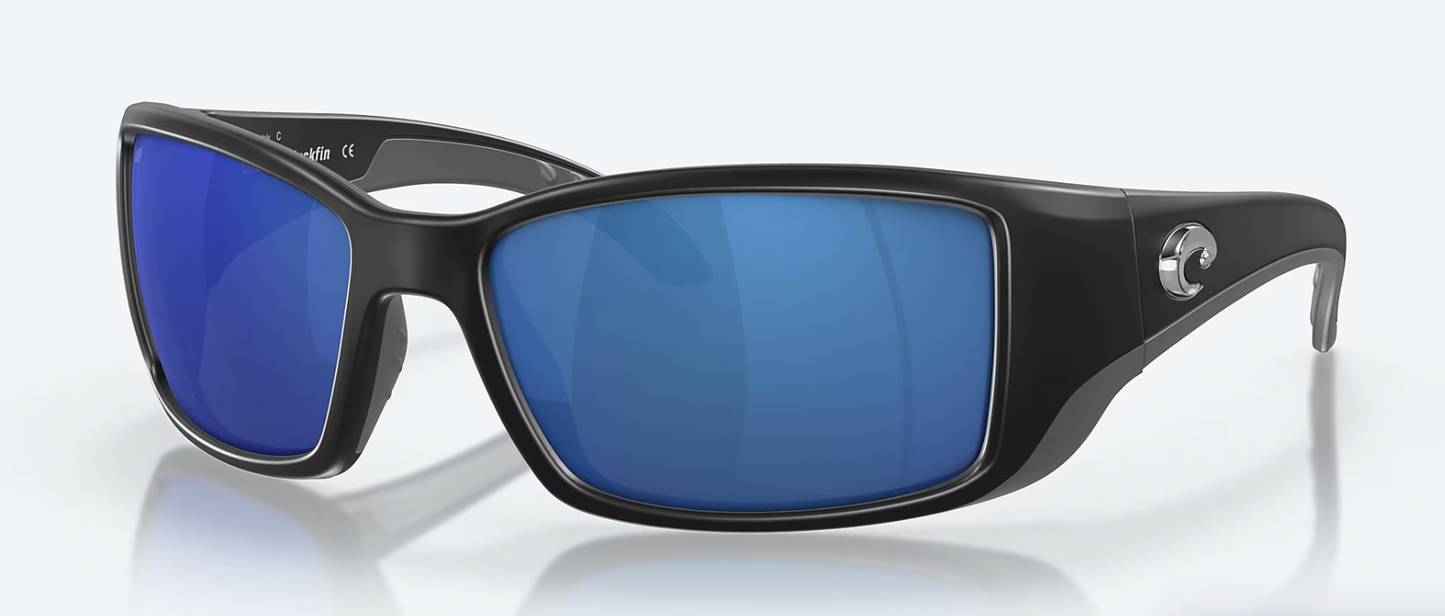 Costa Blackfin Polarized Polycarbonate Sunglasses in Matte Black/Blue Mirror