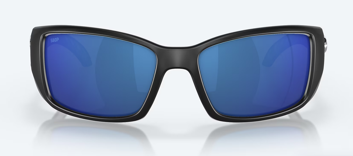 Costa Blackfin Polarized Polycarbonate Sunglasses in Matte Black/Blue Mirror