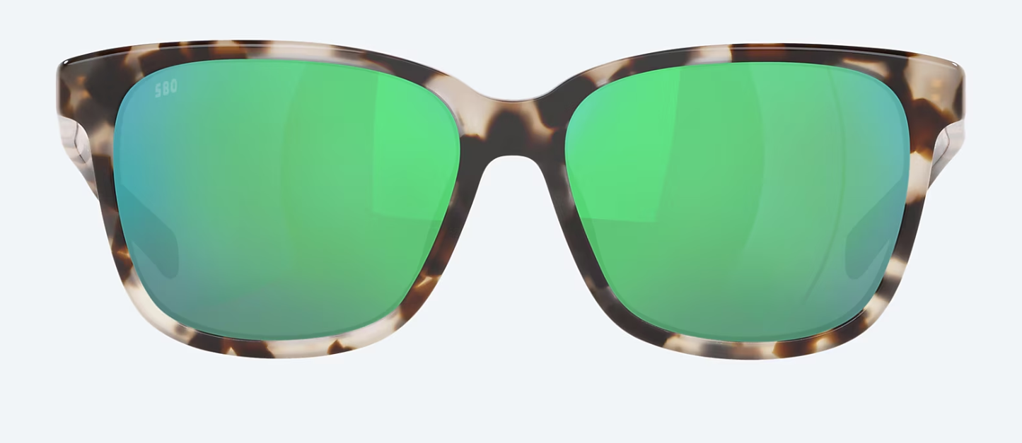 Costa May Polarized Sunglasses in Shiny Tiger Cowrie/Green Mirror