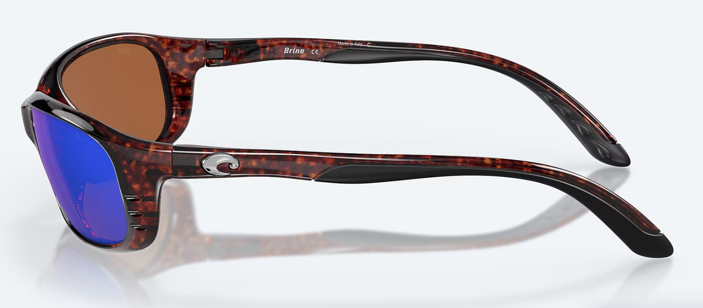 Costa Brine Polarized Polycarbonate Sunglasses in Tortoise/ Green Mirror