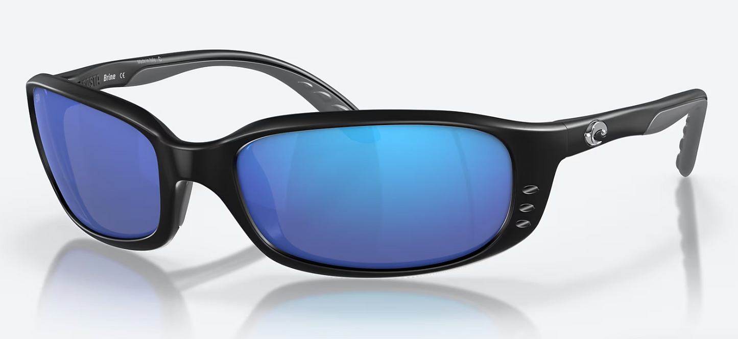 Costa Brine Polarized Sunglasses in Matte Black/ Blue Mirror