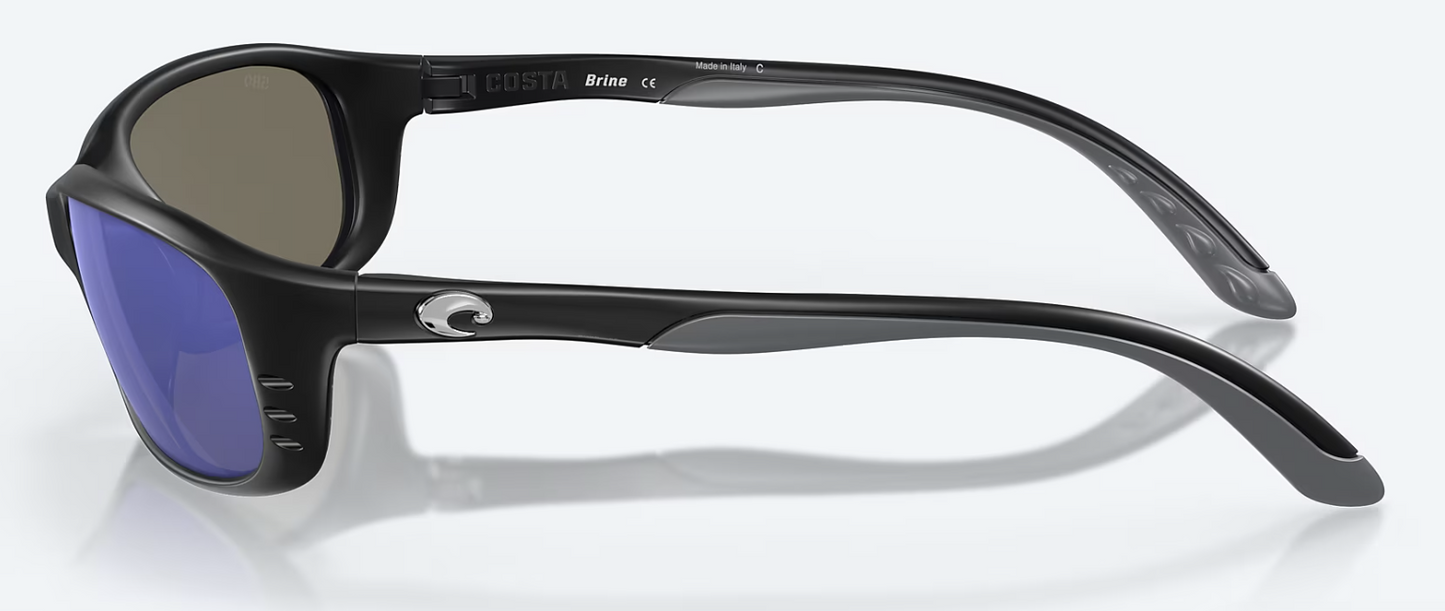Costa Brine Polarized Sunglasses in Matte Black/ Blue Mirror