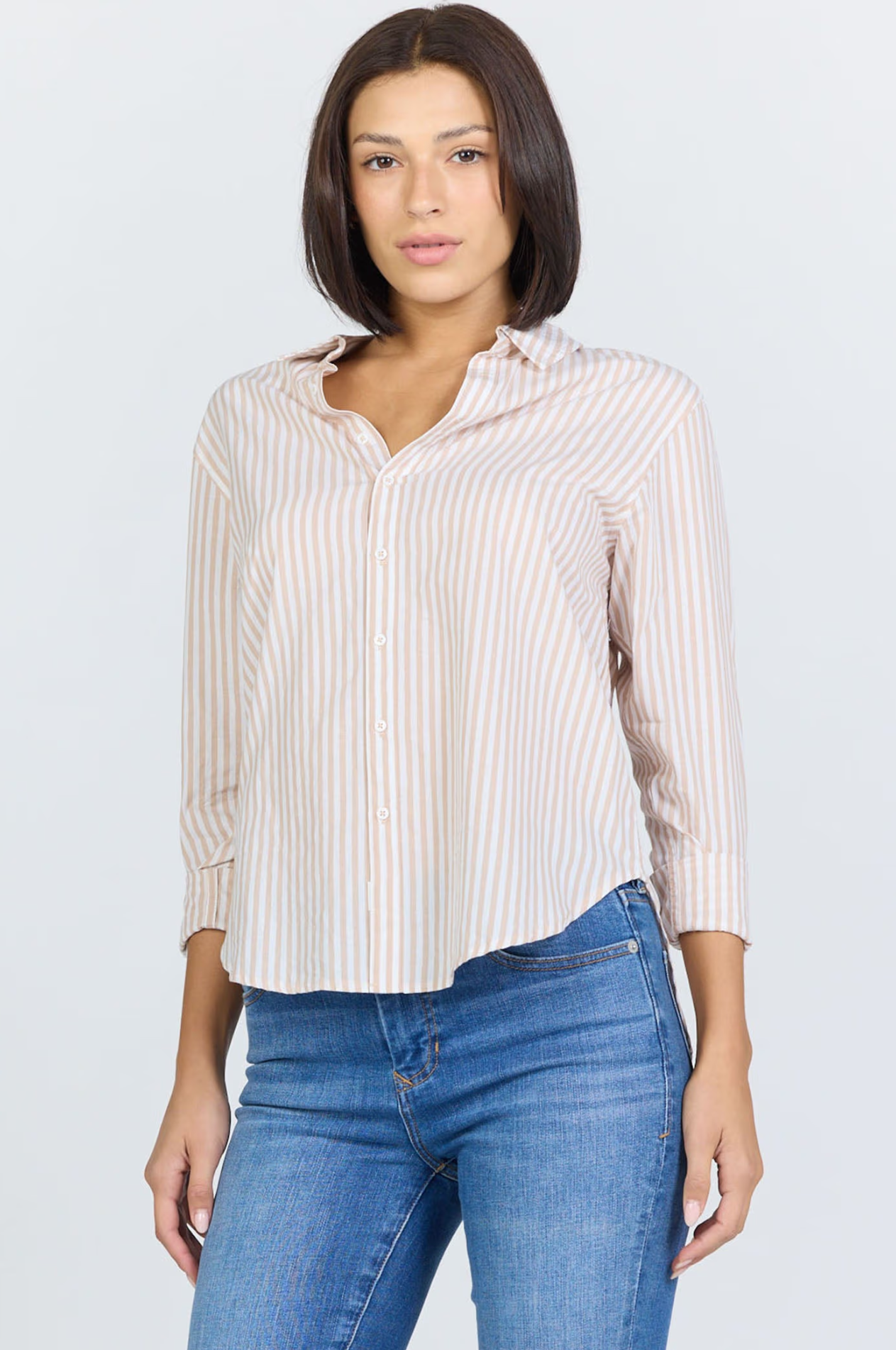 Dear John Lolita Shirt in Taupe Stripe