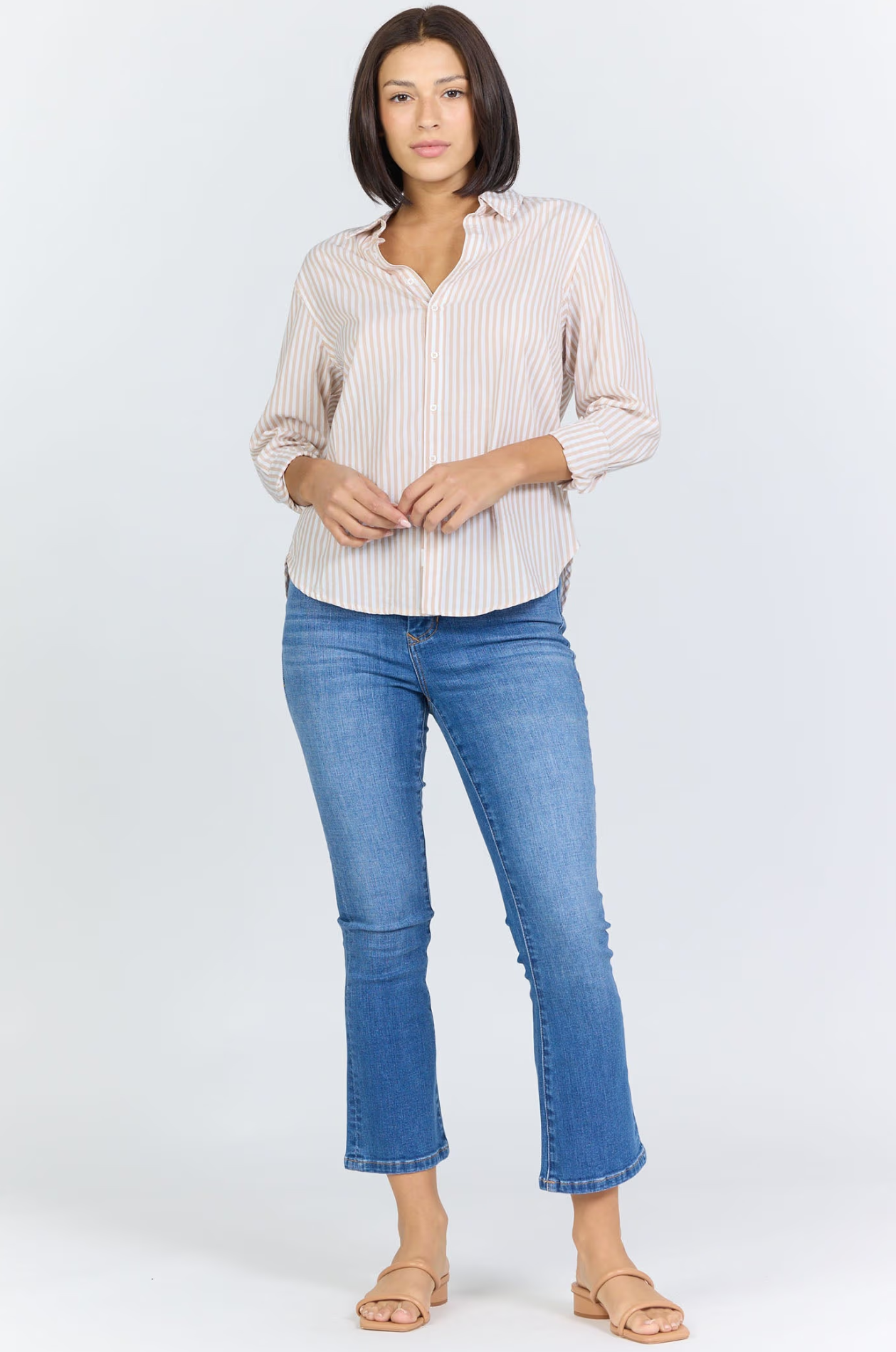 Dear John Lolita Shirt in Taupe Stripe