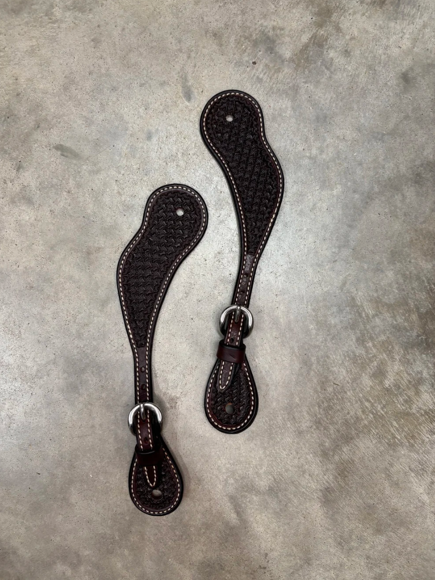 Youth Rosewood Spider Stamp Cowboy Spur Straps
