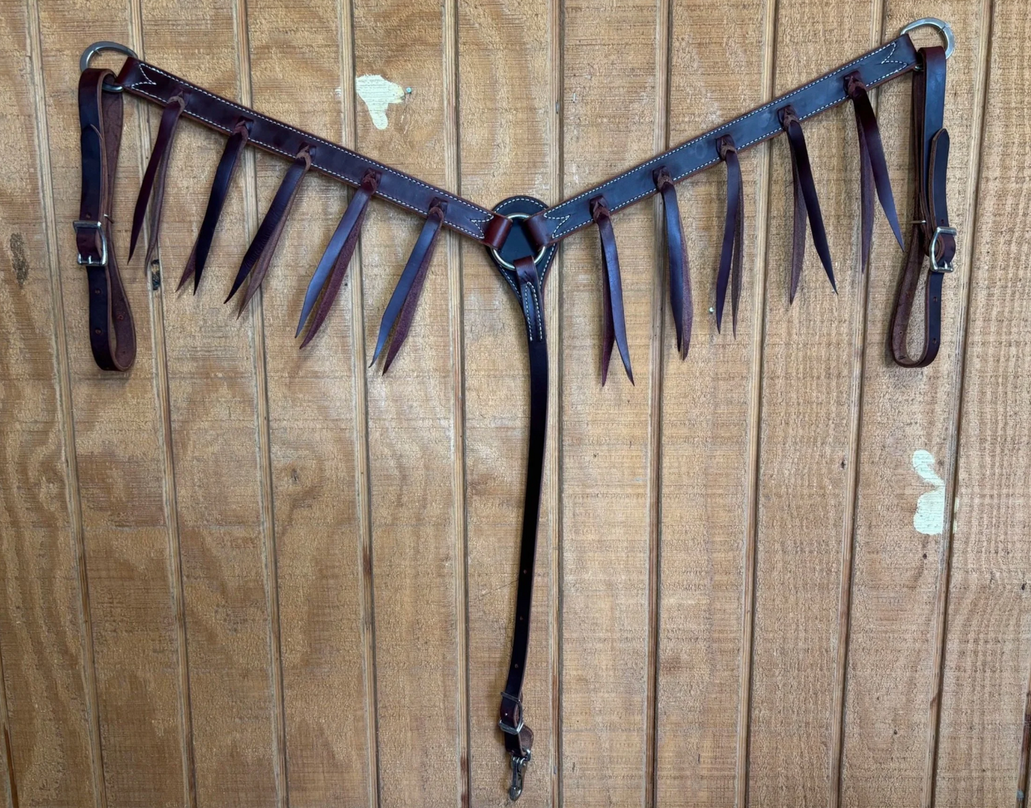 1-1/4" Chocolate Harness Breast Collar with Latigo Strings