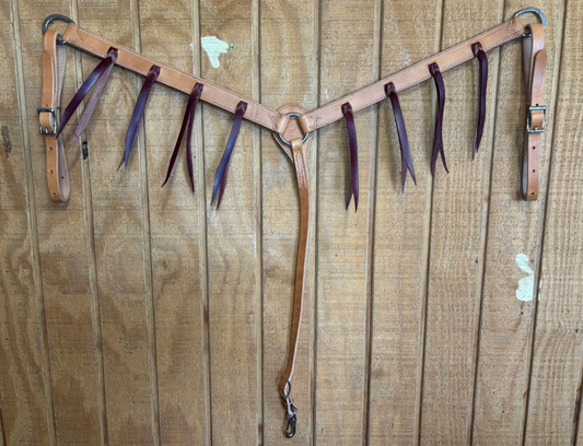 1 1/4" Harness Leather Breast Collar with Latigo Strings