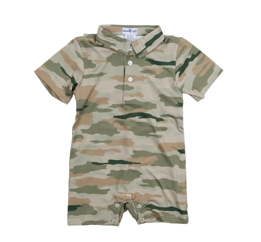 Blue Quail Classic Camo Polo Short Sleeve Romper