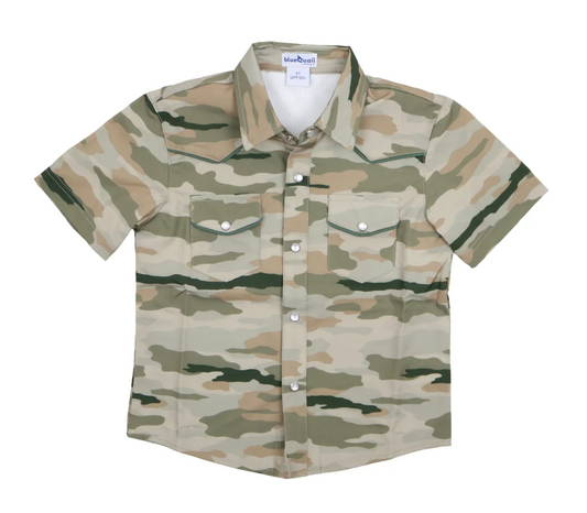 Blue Quail Classic Camo Pearl Snap Short Sleeve Shirt