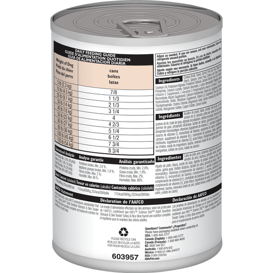 Hill's Science Diet Adult Sensitive Stomach & Skin Tender Turkey & Rice Stew