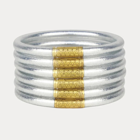 Silver All Weather Bangles® Serenity Prayer- Set of 6