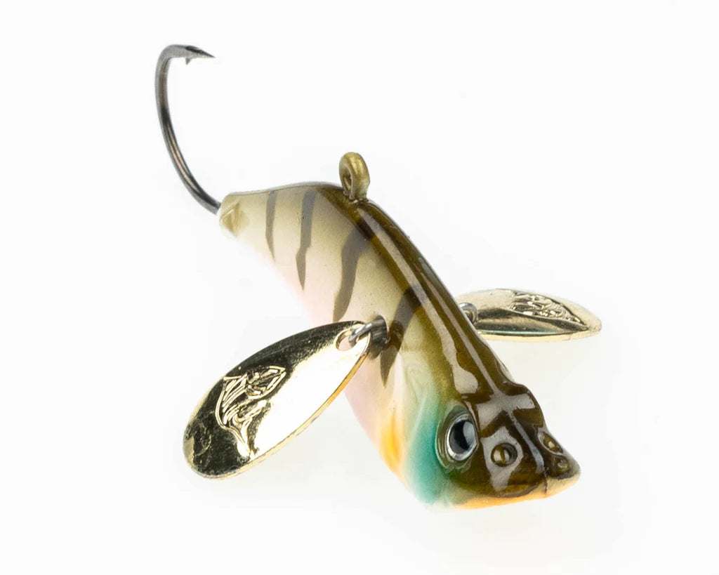 Fishing lure with a detailed design on a white background