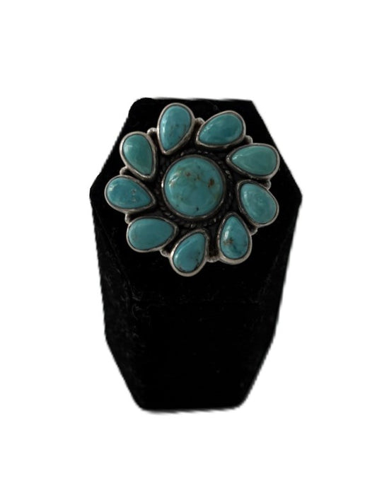 10 Stone Turquoise Adjustable Ring