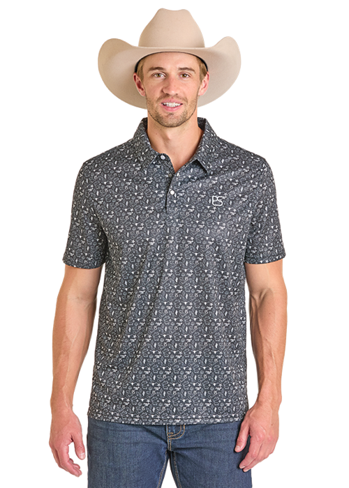 Panhandle Slim Performance Patterned Polo Shirt