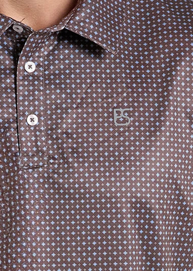 Panhandle Slim Brown Geometric Performance Polo