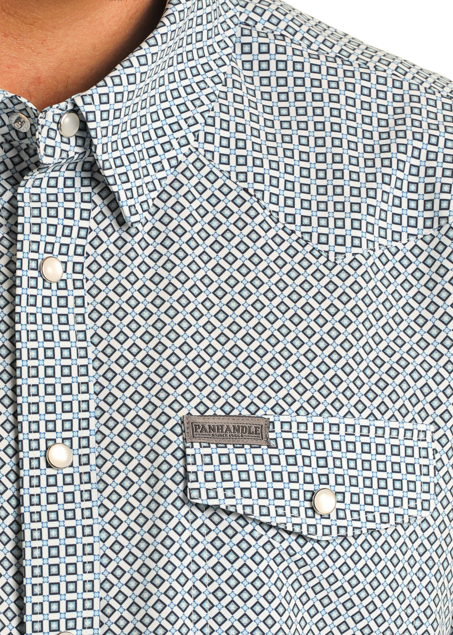 Panhandle Men's Performance Blue/Black Geometric Snap Shirt