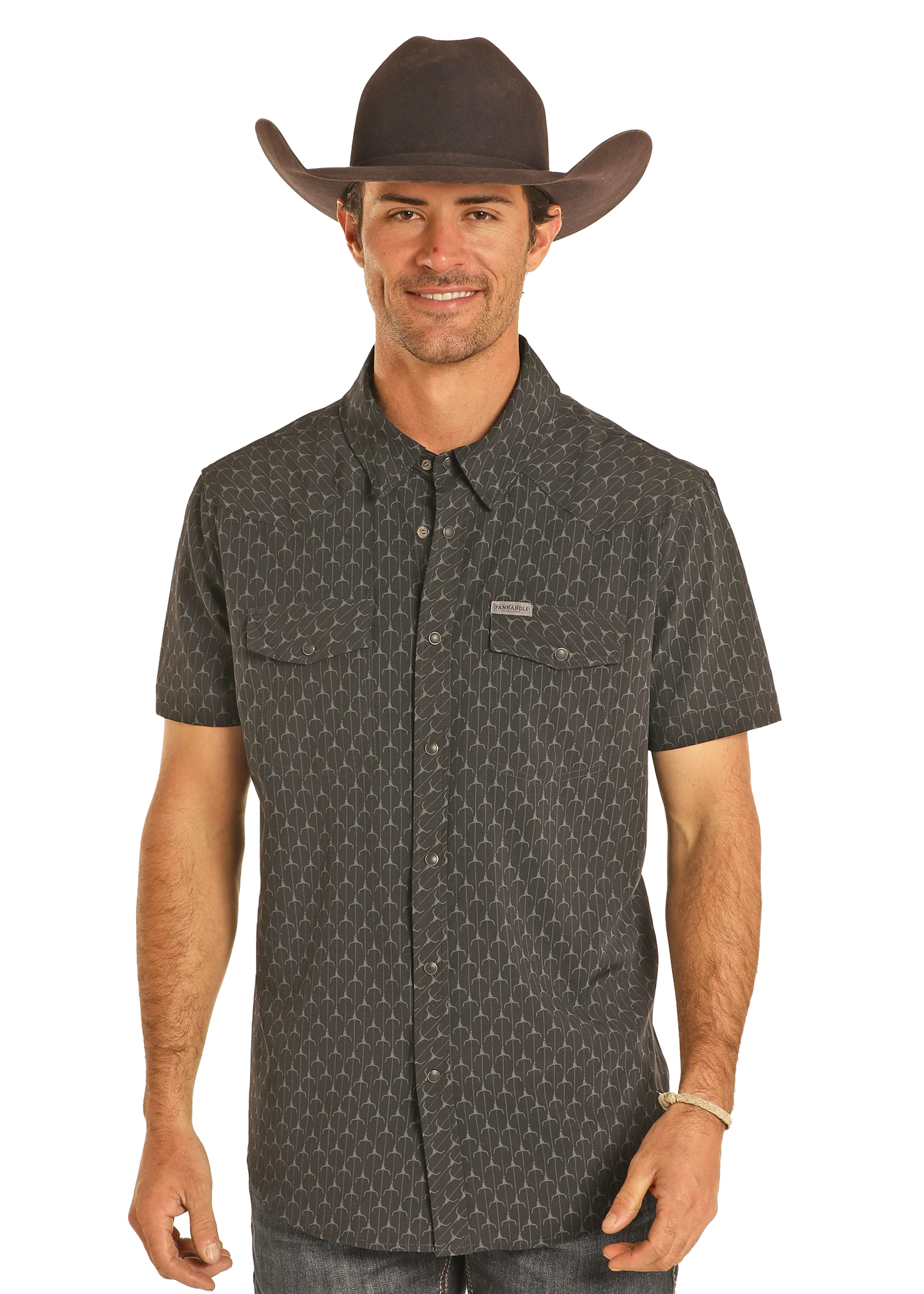 Panhandle Longhorn Print Short Sleeve Performance Shirt