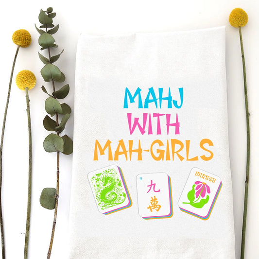 Mahj with Mah Girls Tea Towel