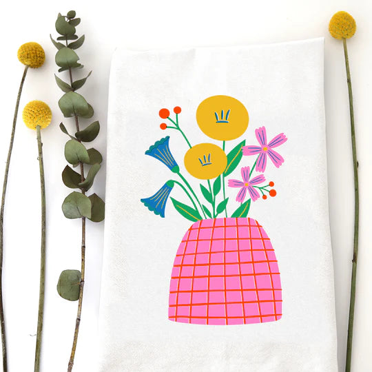 Pink Vase Tea Towel