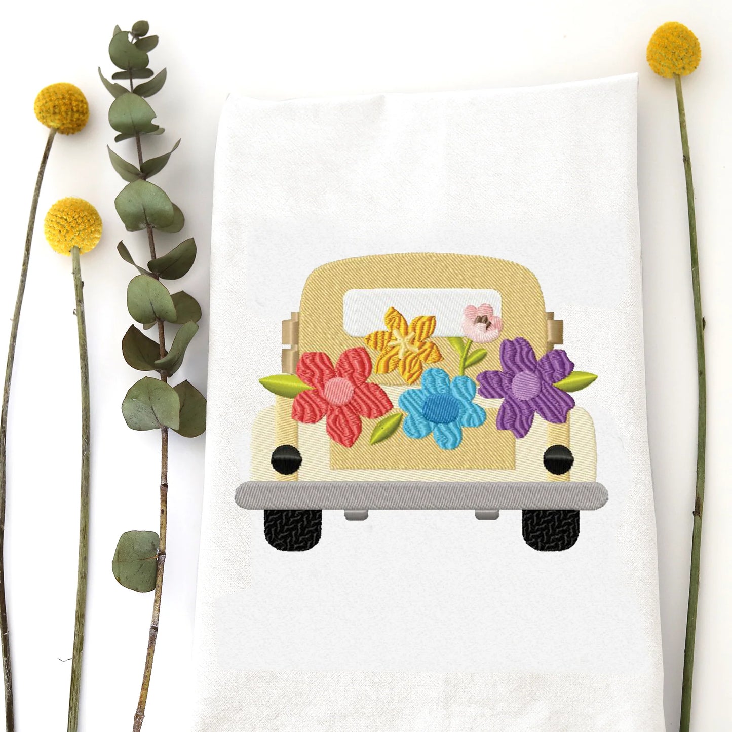 Embroidered Flower Truck Towel