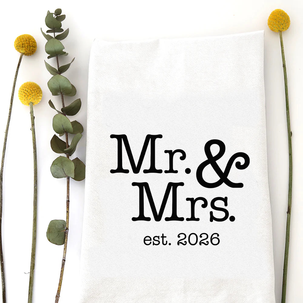Mr. & Mrs. est. 2026 Tea Towel