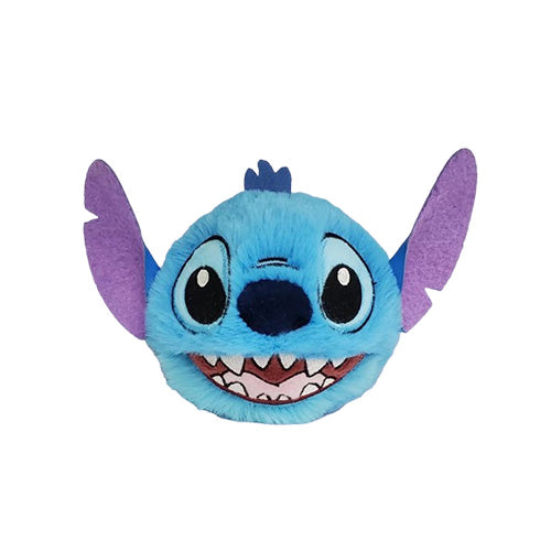 Disney's Stitch plush ball toy with purple ears, on a white background
