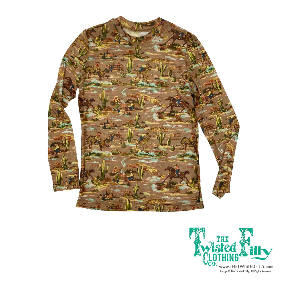 The Twisted Filly Toddler Mesh Cowboy Top in Taupe