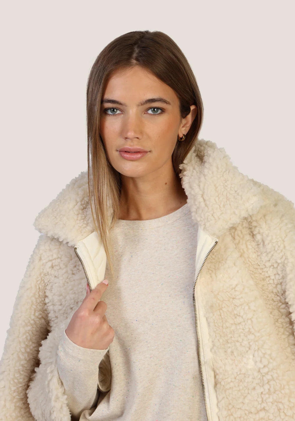 Dylan Teddy Jacket in Oatmeal