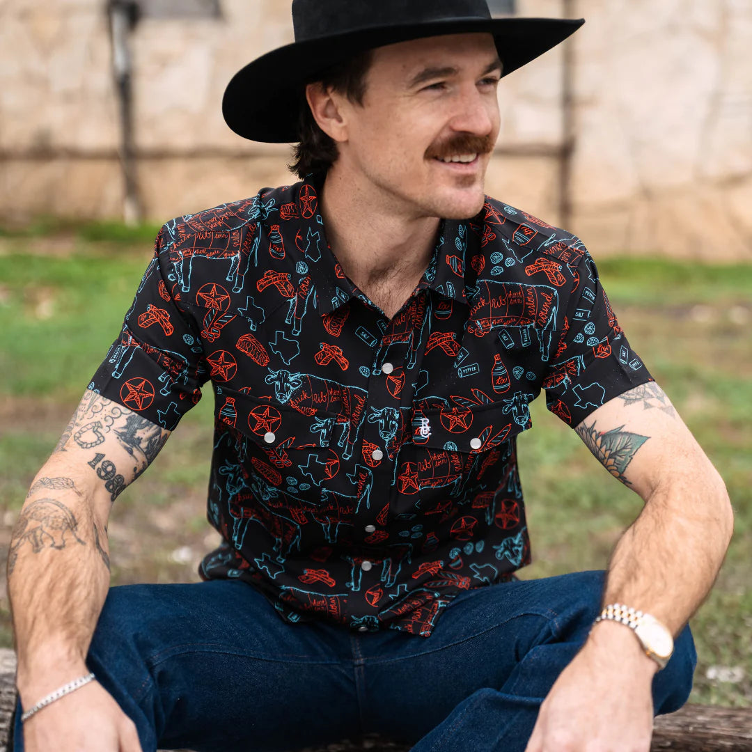 Raised by Coyotes Texas BBQ Nights Pearl Snap