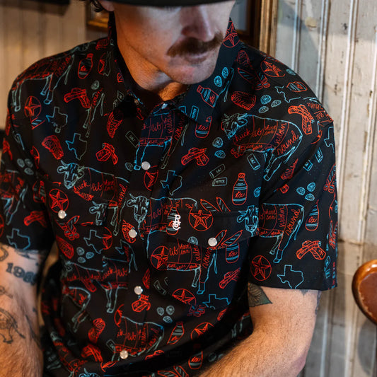 Raised by Coyotes Texas BBQ Nights Pearl Snap