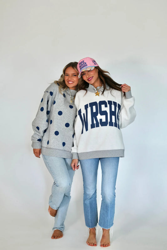 Poppy & Pine 2-Sided WRSHP Mock Neck Sweatshirt