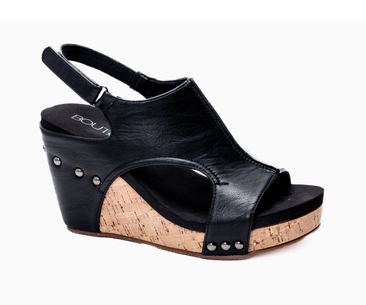 Corkys Black Smooth Tiffanee Wedge