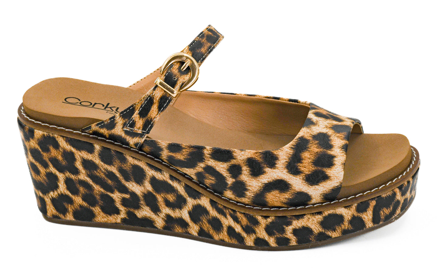 Corkys Treat Yourself Slip on Wedge in Leopard