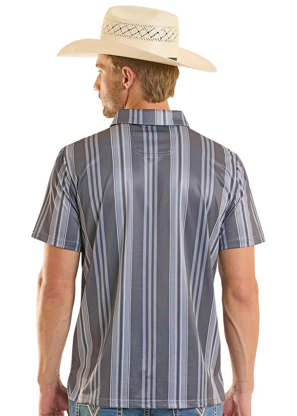 Rock & Roll Grey Striped Polo