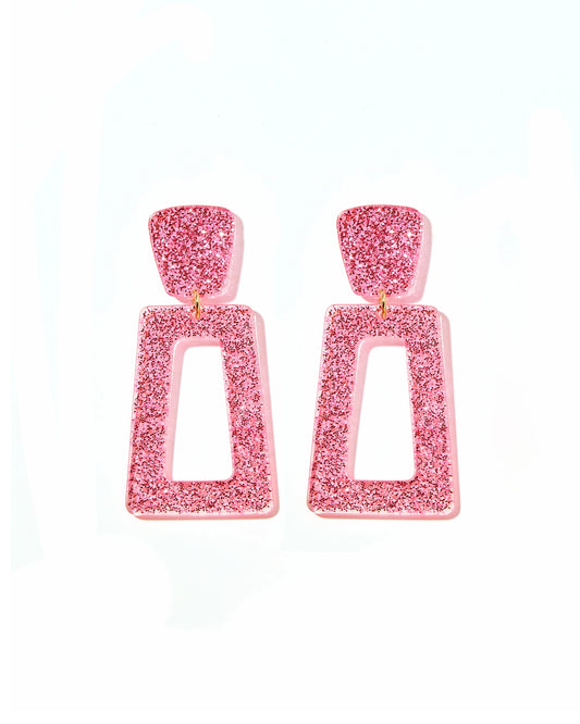 Linny Co Kennedy Pink Glitter Earrings