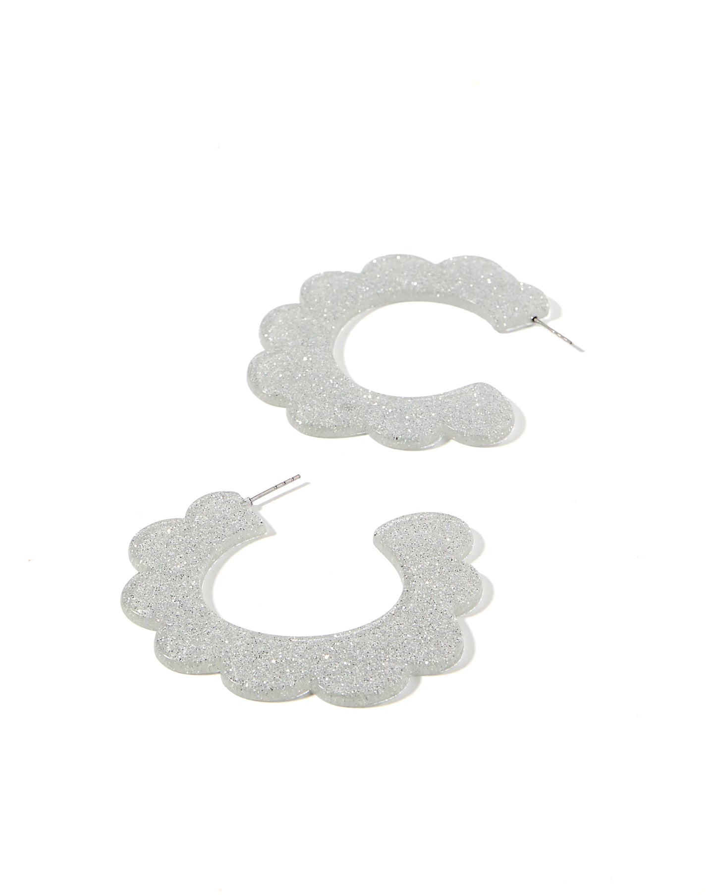 Linny Co Margo Silver Glitter Hoop Earrings