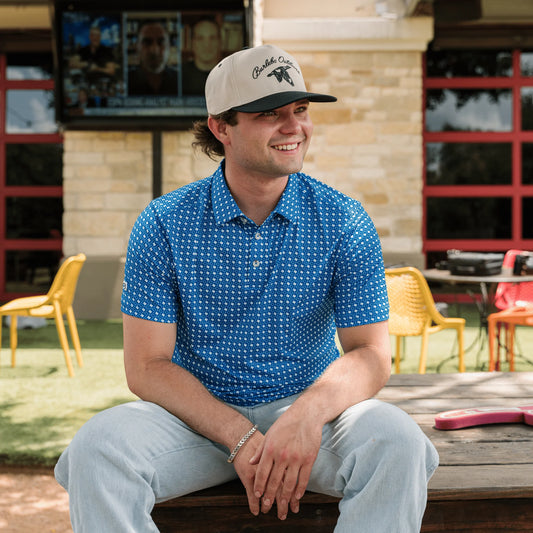 Burlebo Texas Performance Polo in Blue & White