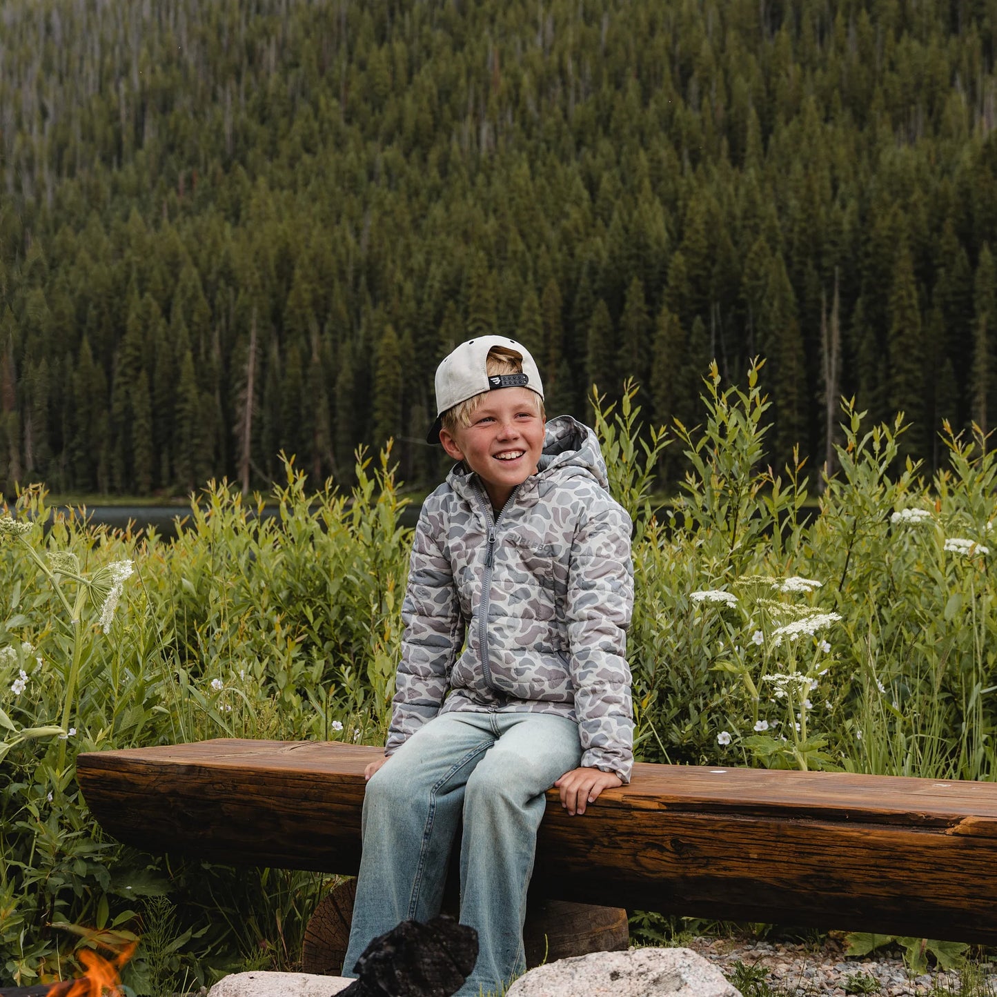 Burlebo Youth Puffer Jacket in Classic Deer Camo