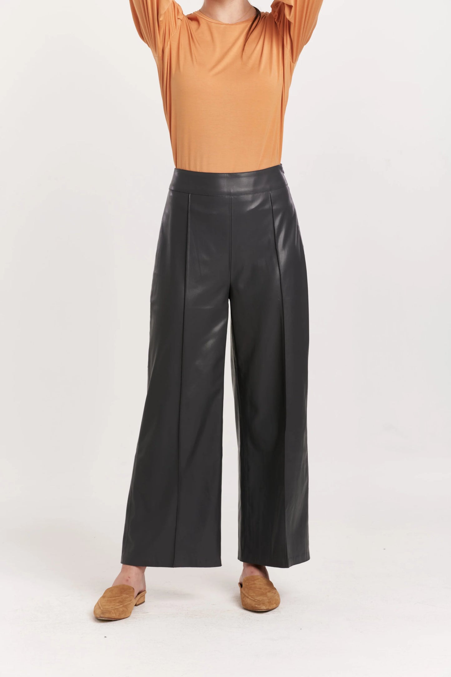 Another Love Sparkle Wide Leg Cropped Vegan Leather Pant