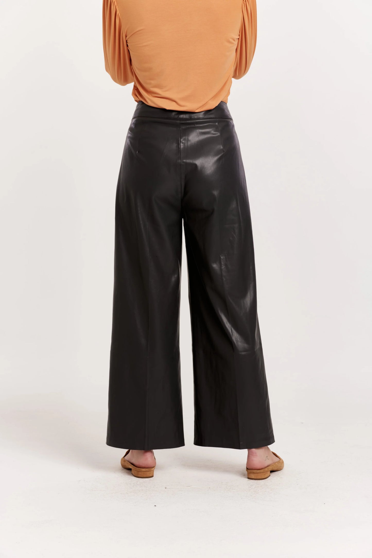 Another Love Sparkle Wide Leg Cropped Vegan Leather Pant