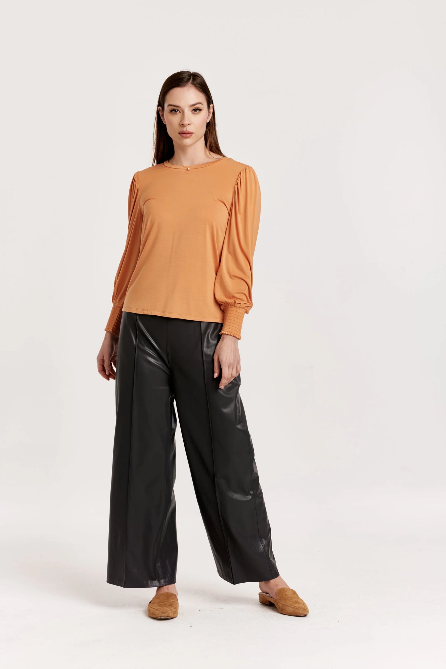 Another Love Sparkle Wide Leg Cropped Vegan Leather Pant