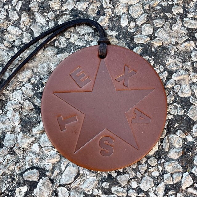 Callahan Leather Co. Round Vintage Texas Flag Freshie