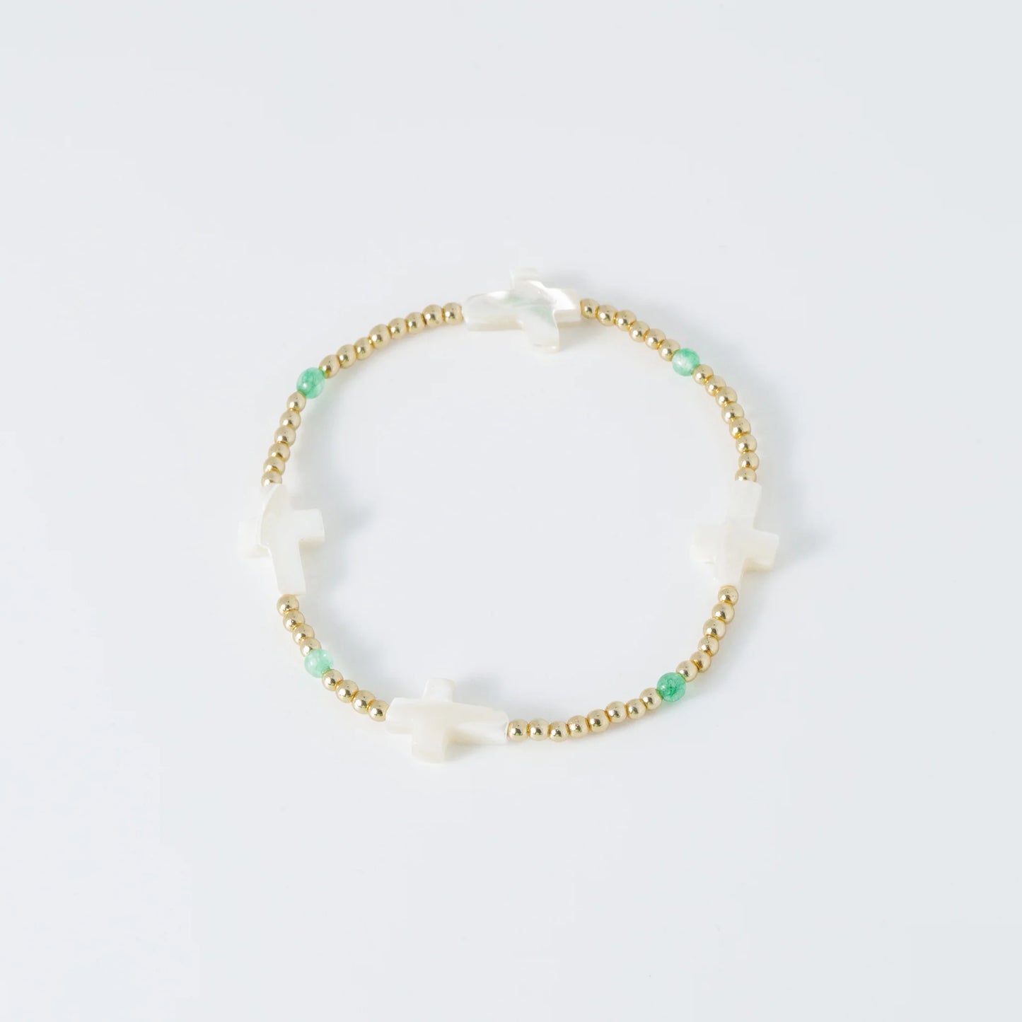 Coastal Grit Island Girl Green Lagoon Mother of Pearl Prayer Bracelet